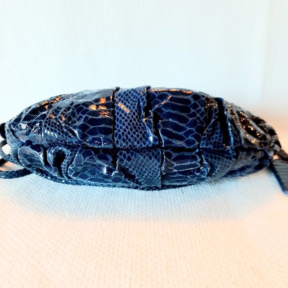 Amazing Condition Badgley Mischka Blue Snakeskin Crossbody Bag - Picture 9 of 11